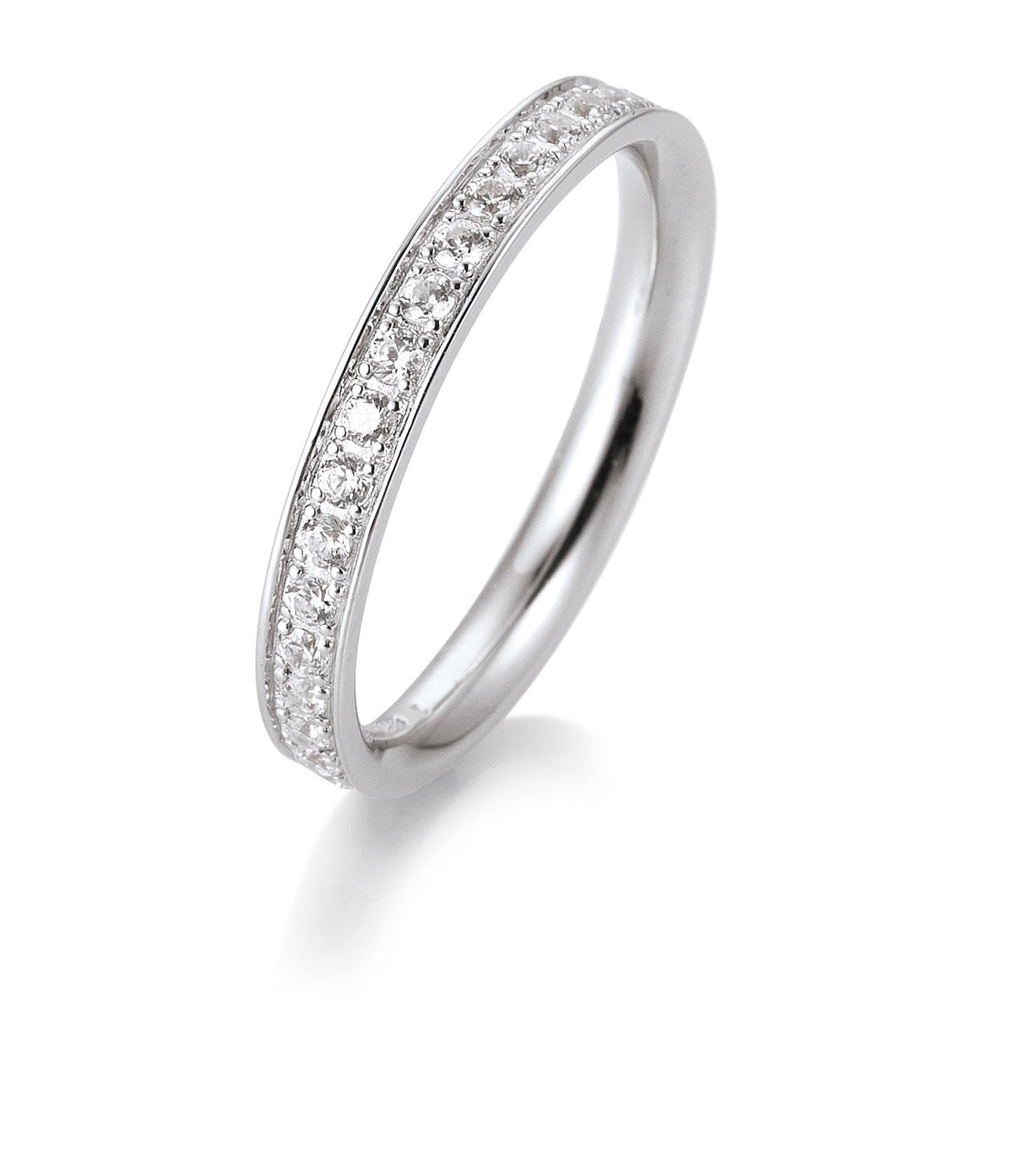 Bague mémoire or blanc 750/18 ct. avec diamants, total 0,40 Ct. H SI