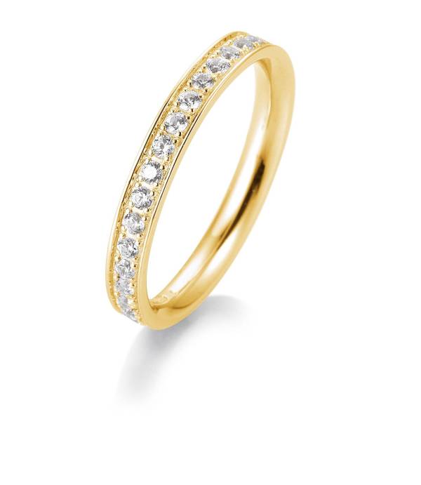 Bague mémoire or jaune 750/18 ct. avec diamants, total 0,40 Ct. H SI