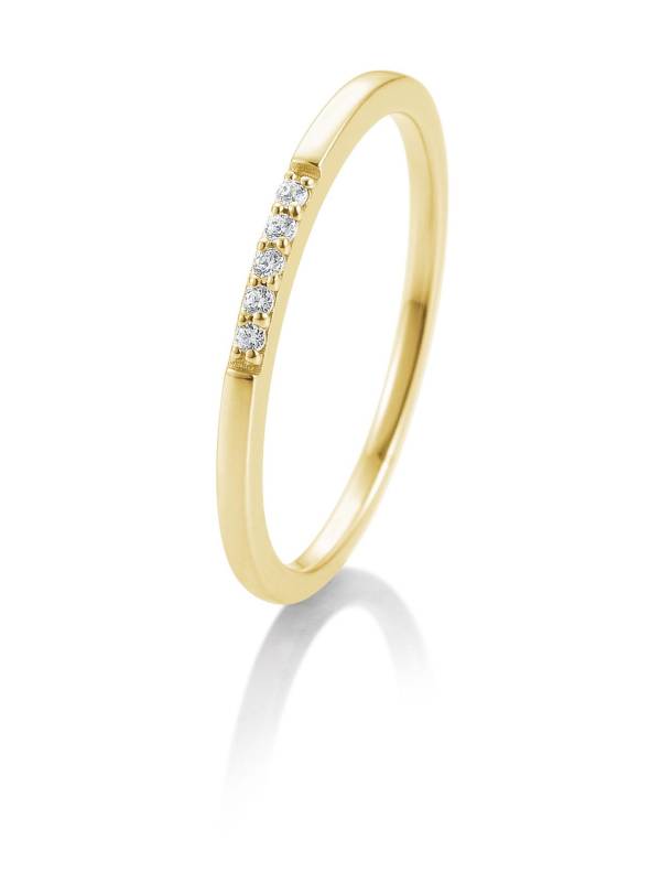 Bague mémoire or jaune 750/18 ct. avec diamants, serti griffes, total 0,038 Ct. H SI