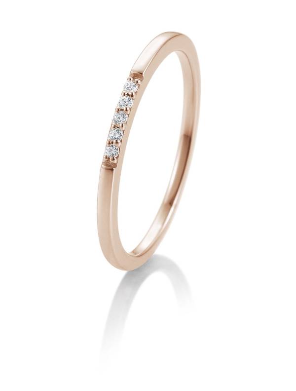 Bague mémoire or rose 750/18 ct. avec diamants, serti griffes, total 0,038 Ct. H SI
