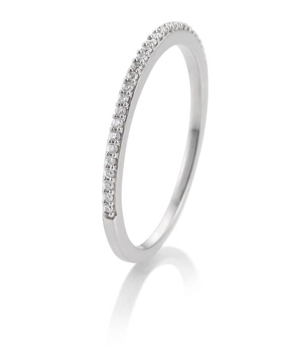 Bague mémoire, or blanc 750/18 ct., diamants, serti griffes, total 0,112 Ct. H SI