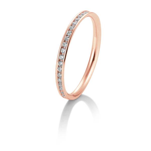 Memoirering aus Rotgold 750/18 ct. mit Diamanten, insgesamt 0,26 ct. H SI