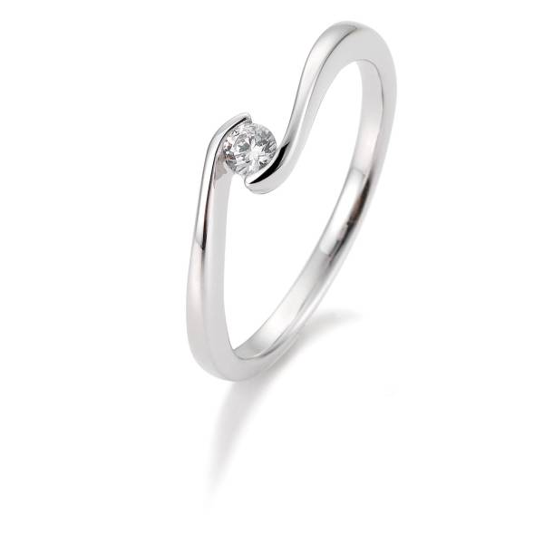 Bague solitaire or blanc 750/18 ct. avec diamant, 0,10 Ct. H SI