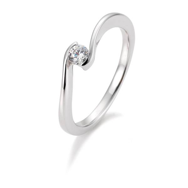 Solitärring aus Weißgold 750/18 ct. mit Diamant, 0,15 ct. H SI