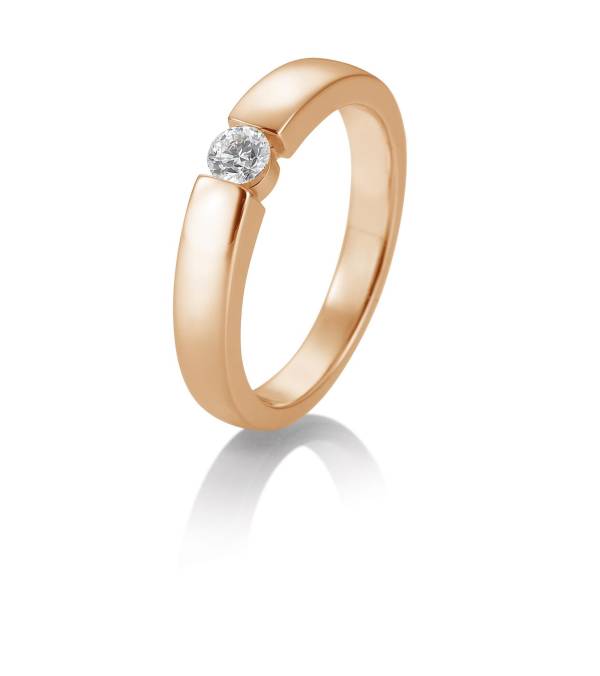 Solitärring aus Rotgold 750/18 ct. mit Diamant, 0,20 ct. H SI
