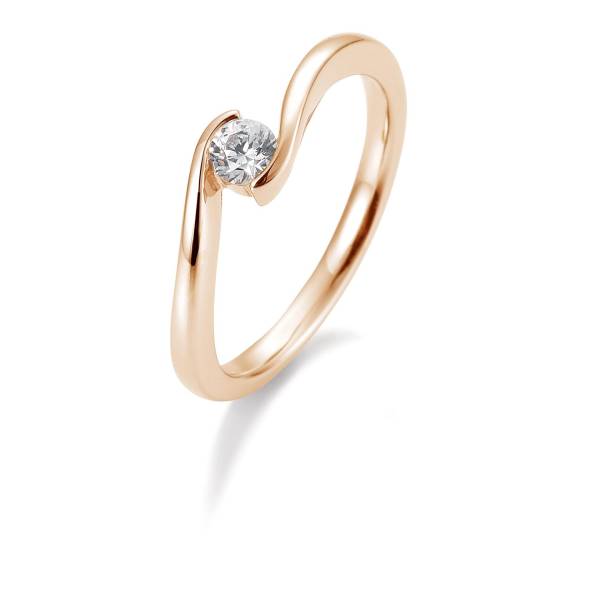 Solitärring aus Rotgold 750/18 ct. mit Diamant, 0,20 ct. H SI