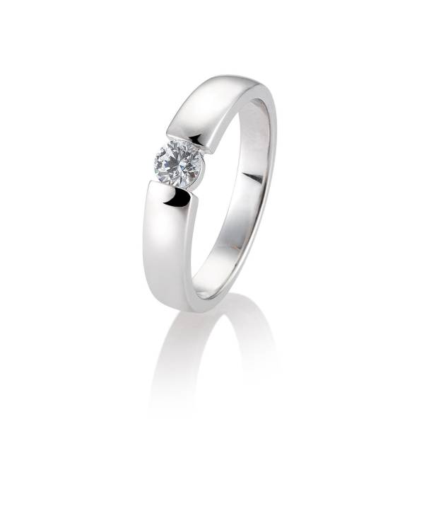 Solitärring aus Weißgold 750/18 ct. mit Diamant, 0,30 ct. H SI