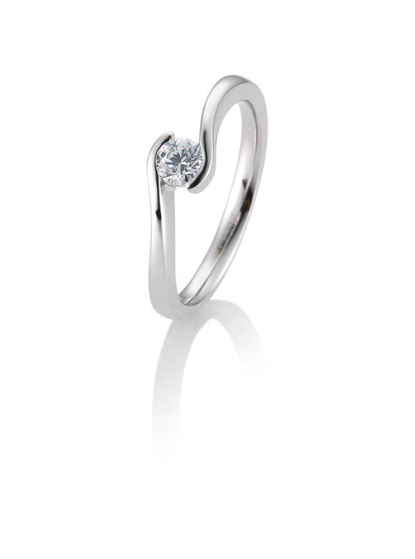 Solitärring aus Weißgold 750/18 ct. mit Diamant, 0,30 ct. H SI