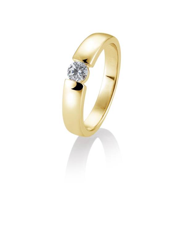 Bague solitaire or jaune 750/18 ct. avec diamant, 0,30 Ct. H SI