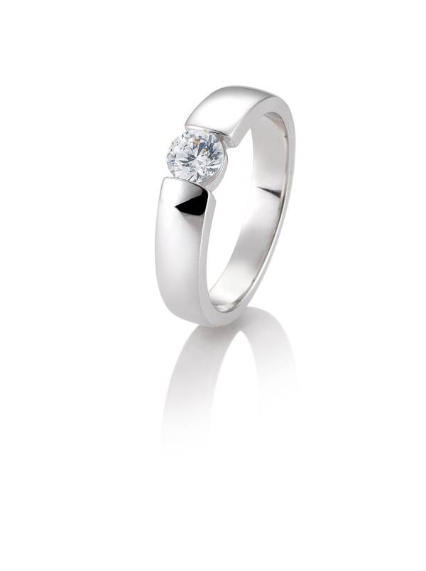 Bague solitaire or blanc 750/18 ct. avec diamant, 0,50 Ct. H SI