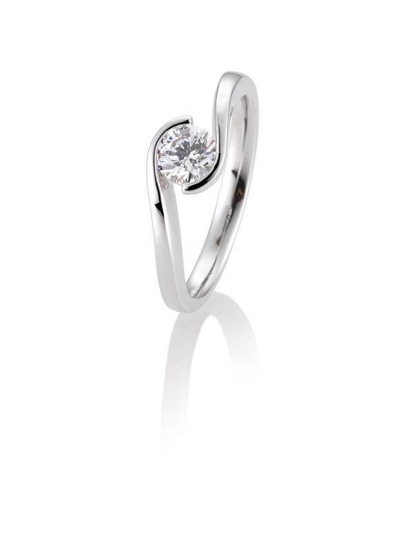 Solitärring aus Weißgold 750/18 ct. mit Diamant, 0,60 ct. H SI