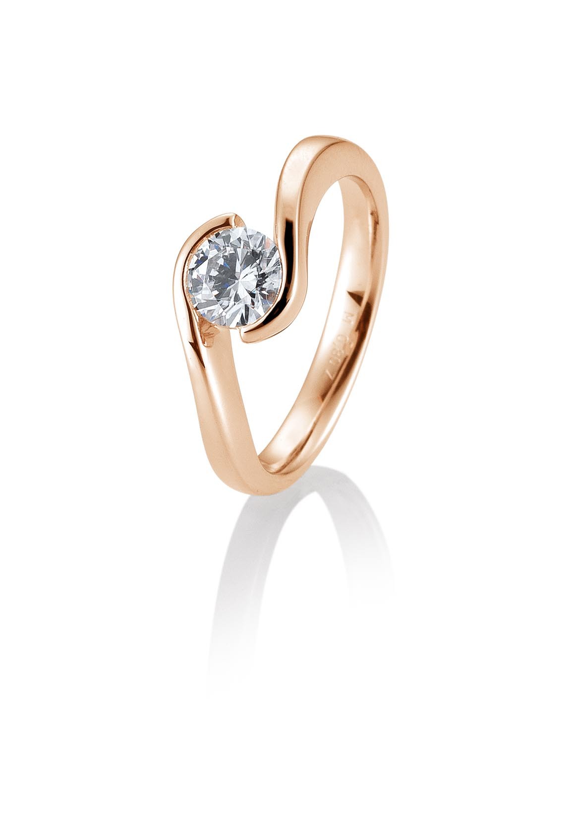Solitärring aus Rotgold 750/18 ct. mit Diamant, 0,80 Ct. H SI