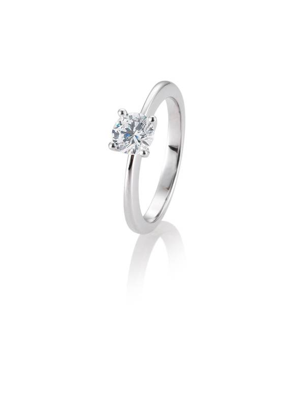 Bague solitaire platine 950 avec diamant, 4 griffes, 0,80 Ct. H SI