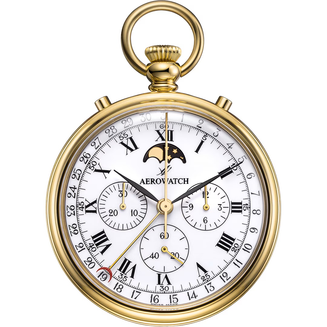 Aerowatch Montre de poche Lépine Mechanical Chrono Moon Phase