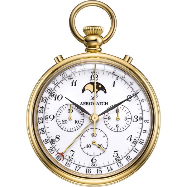 Aerowatch Montre de poche Lépine Mechanical Chrono Moon Phase arabe