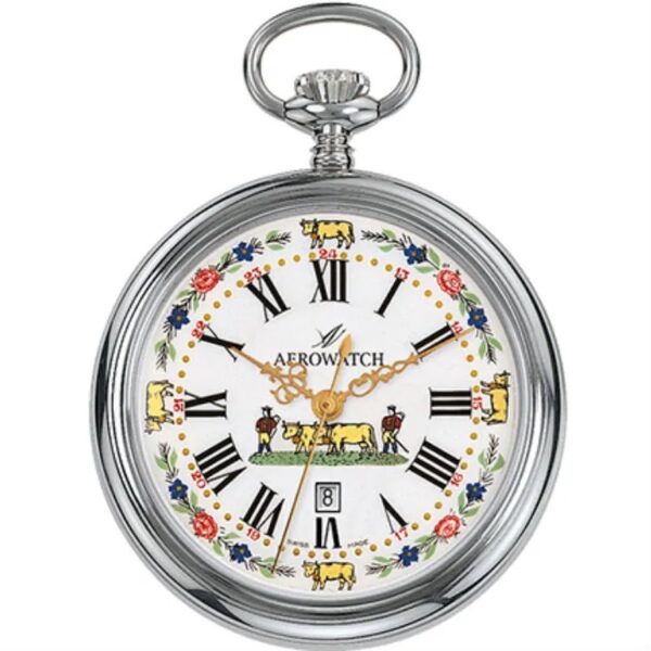 Montre de poche Aérowatch, quartz, cadran décoré