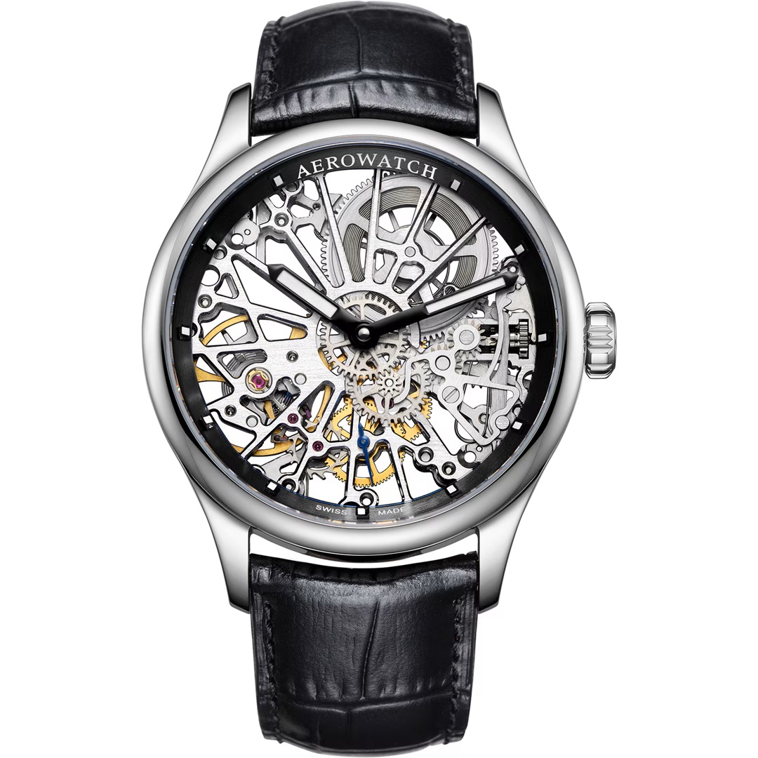 Montre Aerowatch Renaissance Cobweb Skeleton Acier / Noir