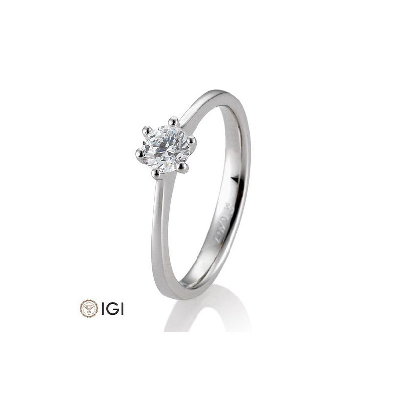 0,40 ct. H Si Solitärring aus Platin 950 mit Diamant, 6 Griff