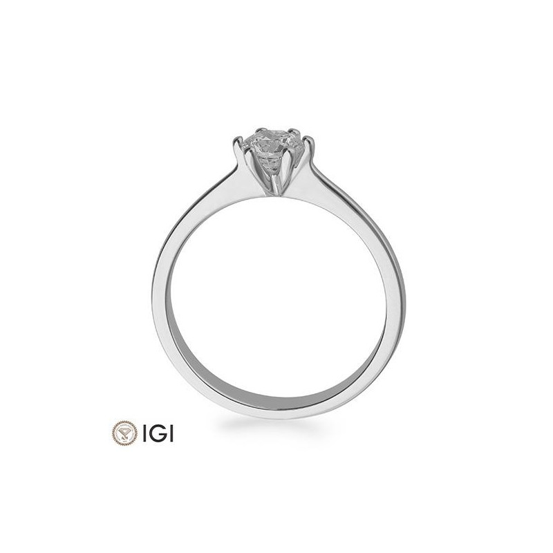 0,50 ct. H Si Bague solitaire or blanc 750/18 ct. avec diamant, 6 griffes – Image 2