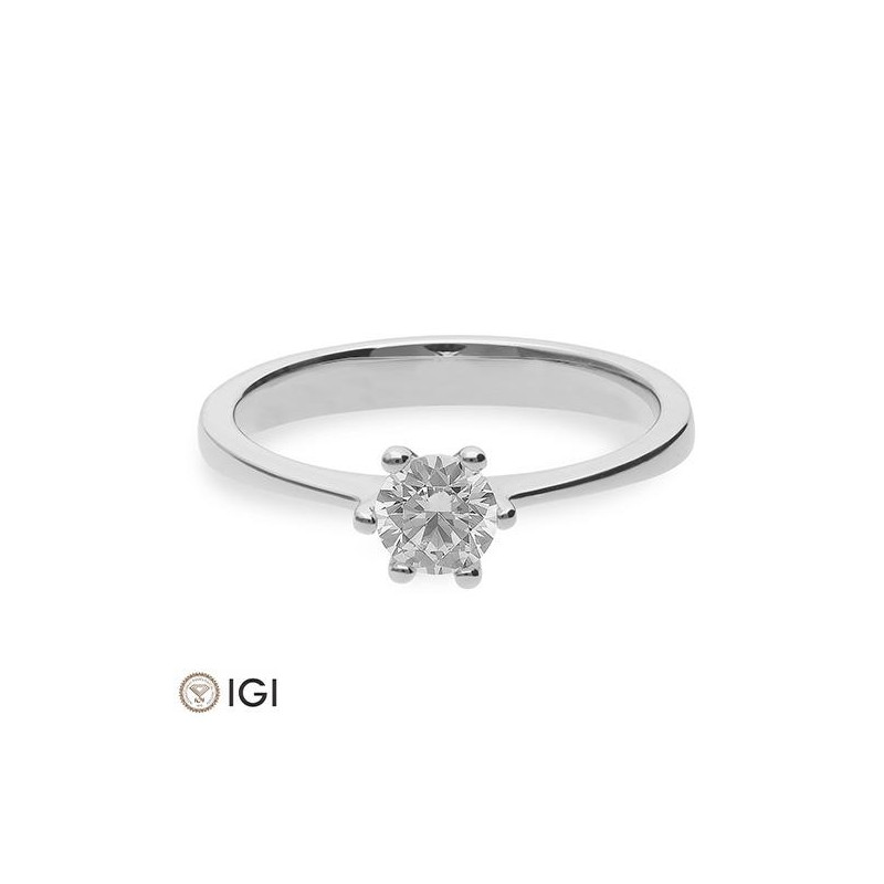 0,50 ct. H Si Bague solitaire or blanc 750/18 ct. avec diamant, 6 griffes – Image 3