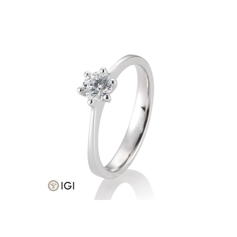 0,50 ct. H Si Bague solitaire or blanc 750/18 ct. avec diamant, 6 griffes
