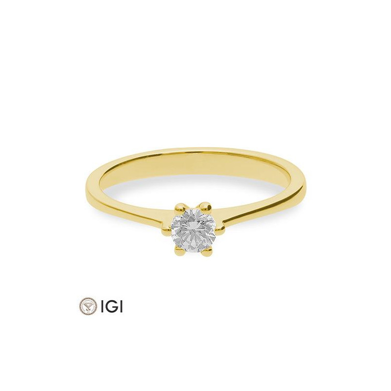 0,30 ct. H Si Solitärring Gelbgold 750/18 kt. mit Diamant 6 Griff – Bild 3