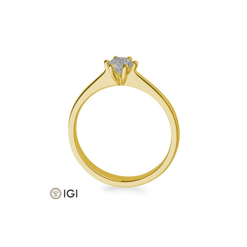 0,40 ct. H Si Bague solitaire or jaune 750/18 ct. avec diamant, 6 griffes – Image 2
