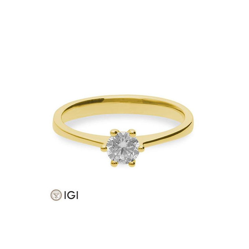 0,40 ct. H Si Bague solitaire or jaune 750/18 ct. avec diamant, 6 griffes – Image 3