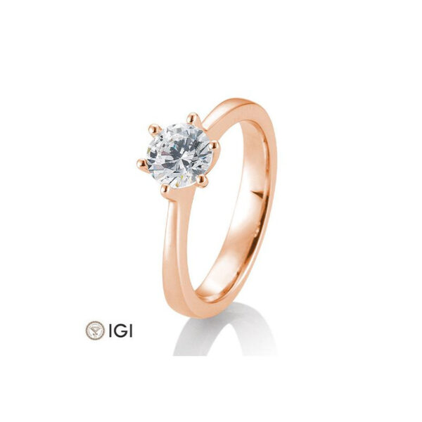 0,60 Ct. H Si Bague solitaire or rose 750/18 ct. avec diamant, 6 griffes
