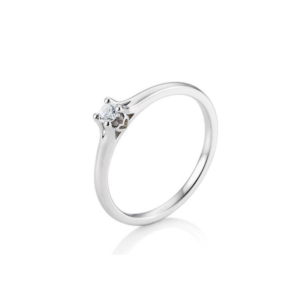 0,15 ct. H Si Bague solitaire platine 950 avec diamant, 4 griffes, décor cœur