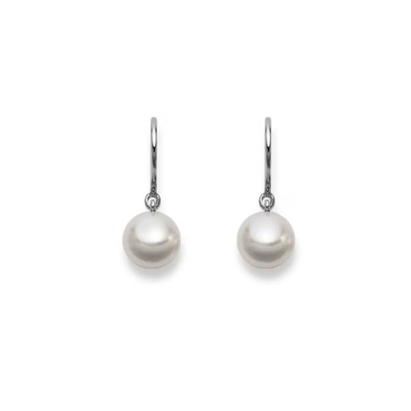 Boucles d'oreilles, perles de culture blanches, or blanc 750.