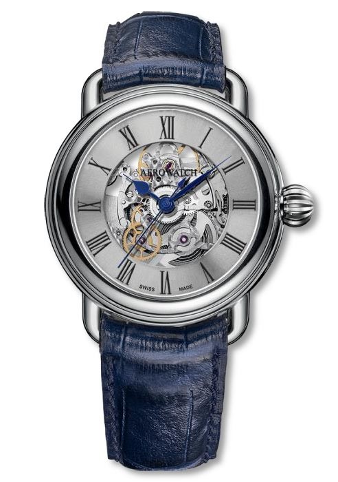 Aerowatch 1942 Automatic Skeleton cuir bleu