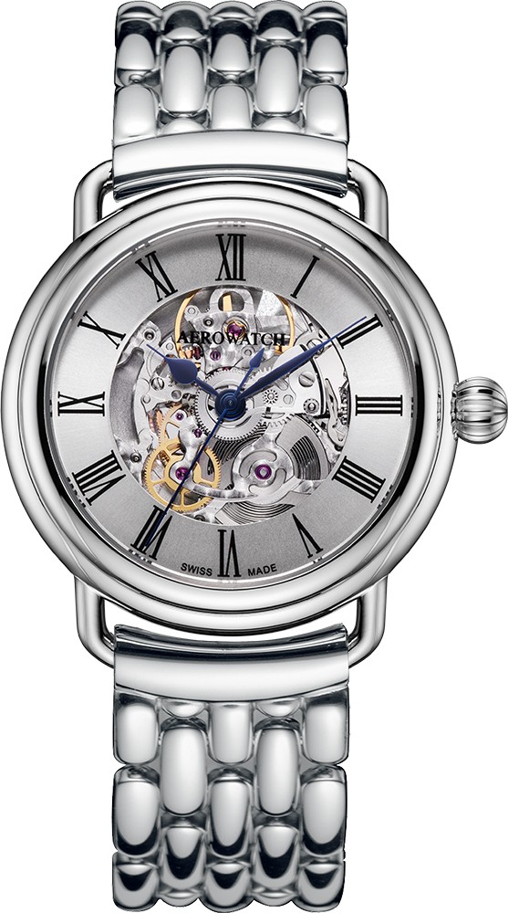 Aerowatch 1942 Automatic Skeleton Argenté