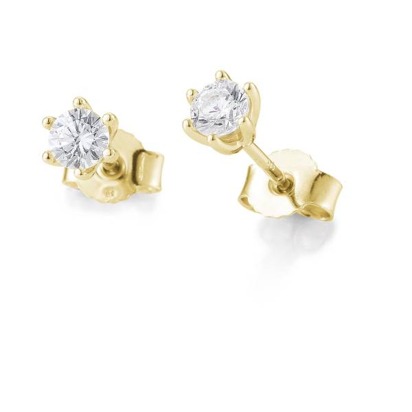 Ohrstecker aus Gelbgold 750/18 ct. mit Diamant, 6 Krappen, insgesamt 0,60 ct. H SI
