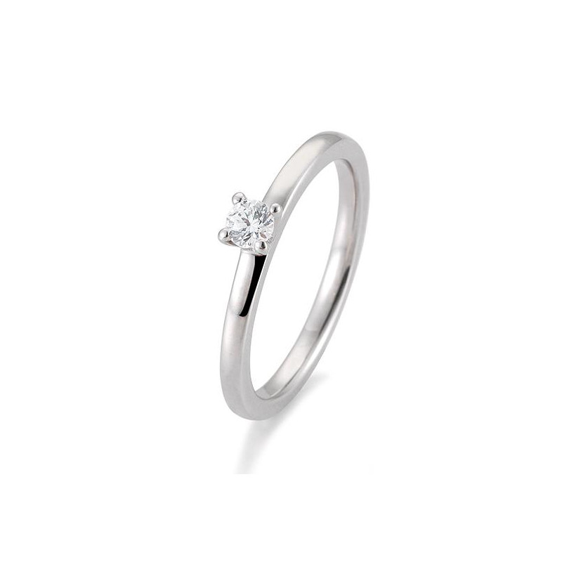 0,15 ct. H SI Diamant Bague solitaire or blanc 750/18 ct. 4 griffes