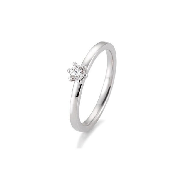 0,15 ct. H SI Diamant Bague solitaire or blanc 750/18 ct. 6 griffes