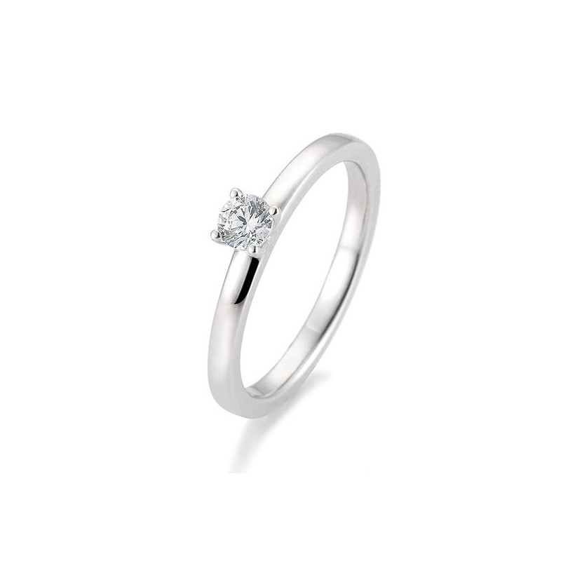 0,25 ct. Diamant bague solitaire or blanc 750/18 ct.
