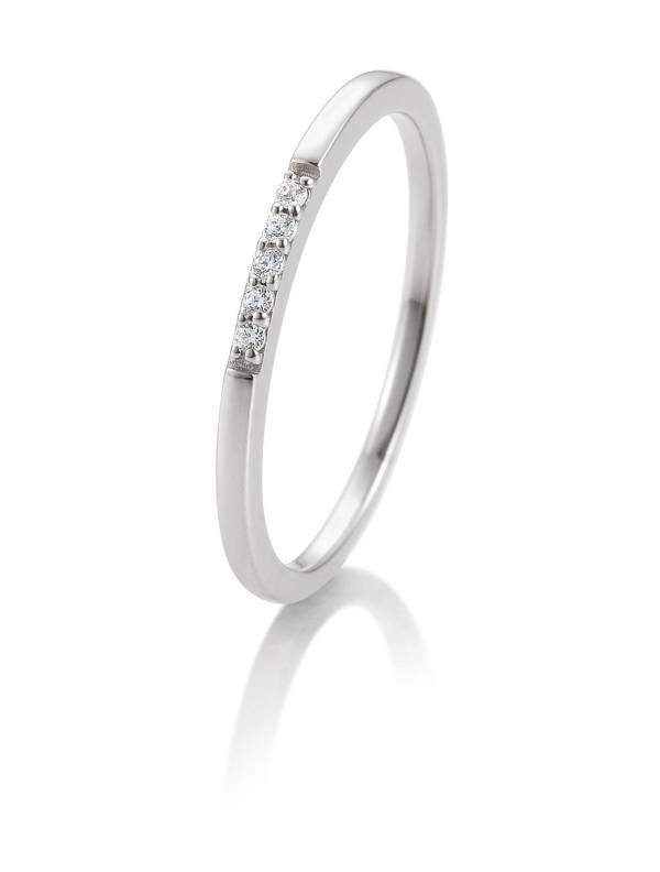 Memoirering aus Weißgold 750/18 ct. mit Diamanten, Krappenfassung, insgesamt 0,038 ct. H SI