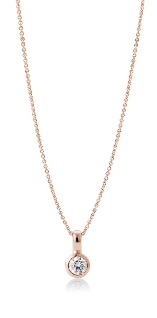 Pendentif diamant, or rose 750/18 ct., serti clos avec bélière, 0,20 Ct.H SI (sans chaîne)
