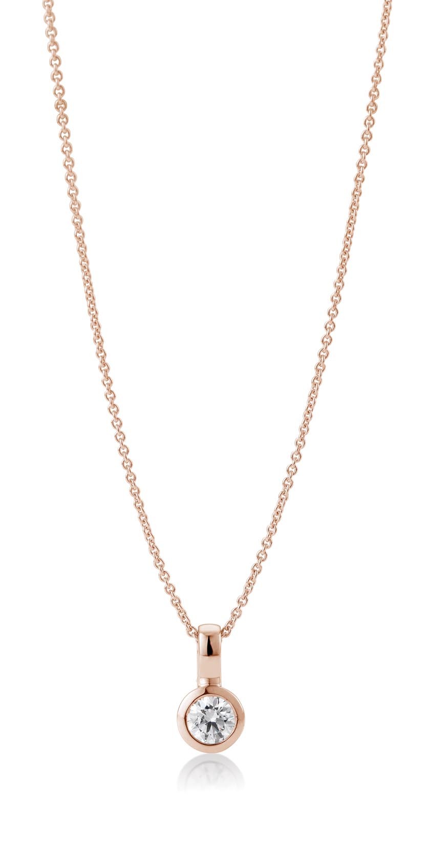Diamantanhänger, Rotgold 750/18 ct, Zargenfassung mit Wulst, 0,20 ct.H SI (ohne Kette)