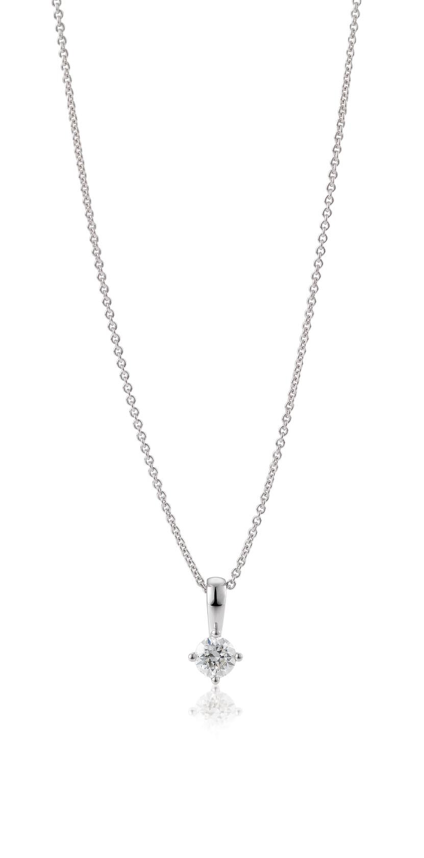 Diamantanhänger, Weißgold 750/18 ct. 4 Krappen, 0,30 ct. H SI (ohne Kette)