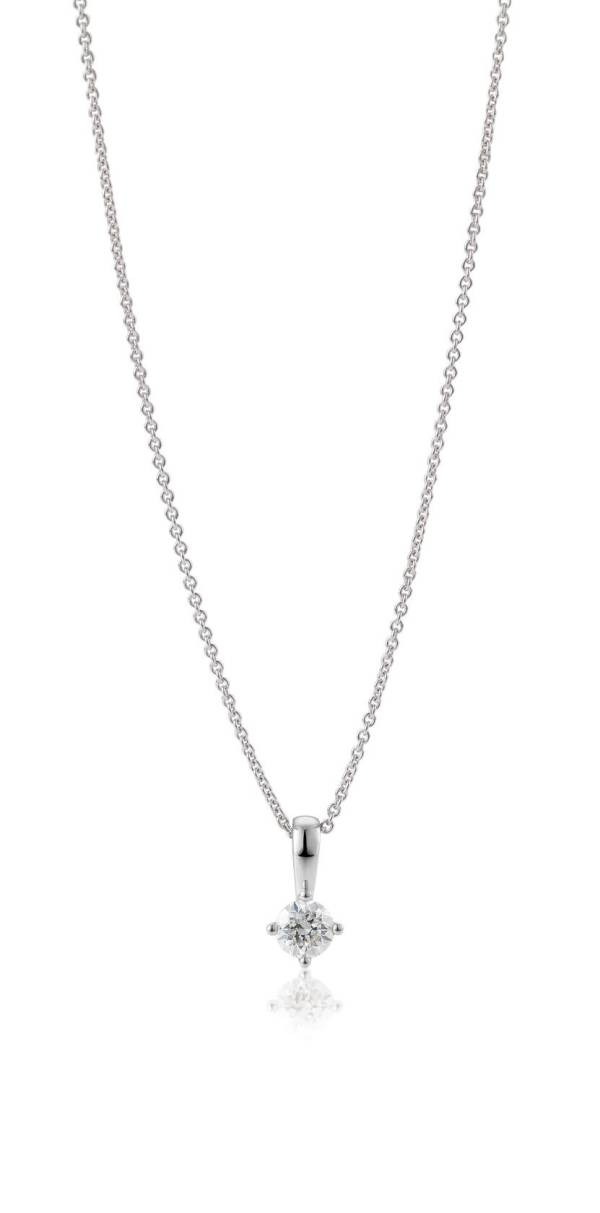 Diamantanhänger, Weißgold 750/18 ct. 4 Krappen, 0,25 ct. H SI (ohne Kette)