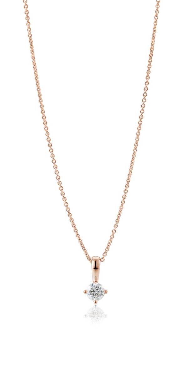 Diamantanhänger, Rotgold 750/18 ct. 4 Krappen, 0,25 ct. H SI (ohne Kette)