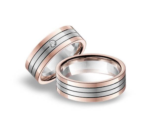 Alliances or blanc et rose