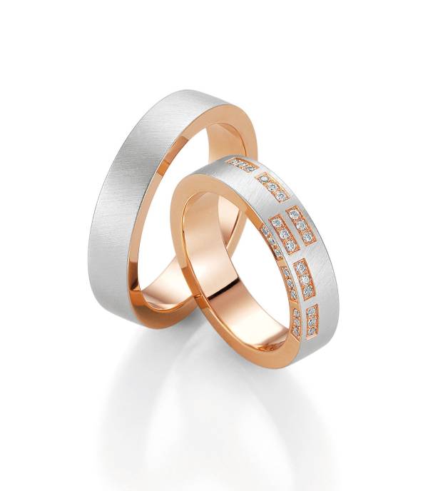 Alliances or blanc et rose