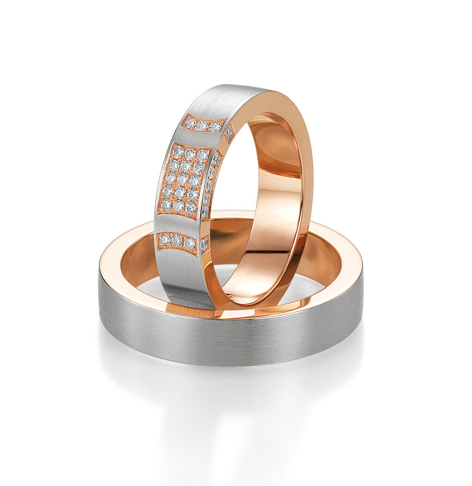 Alliances or blanc et rose