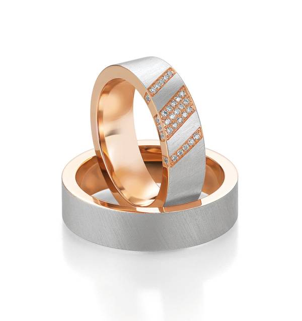 Alliances or blanc et rose