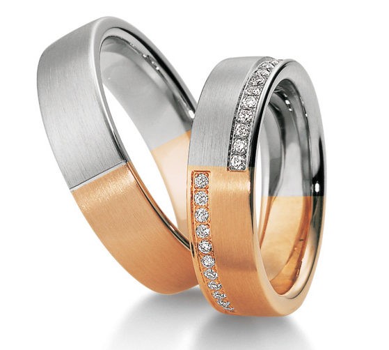 Alliances or blanc et rose