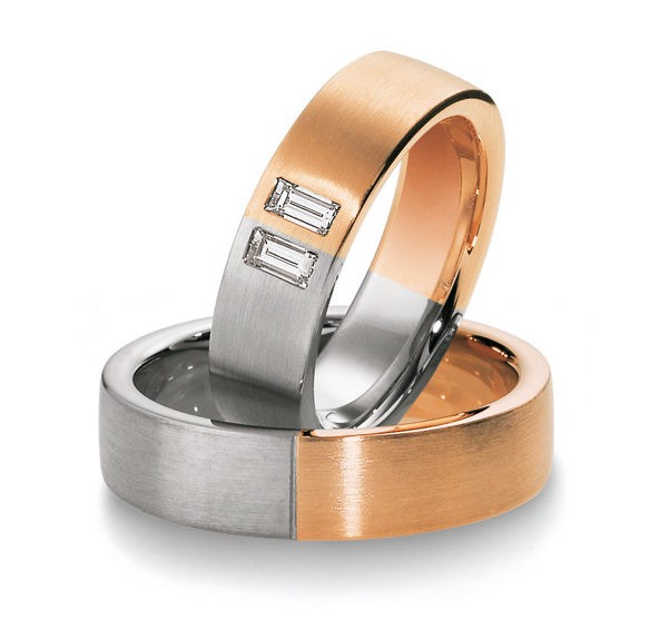 Alliances or blanc et rose