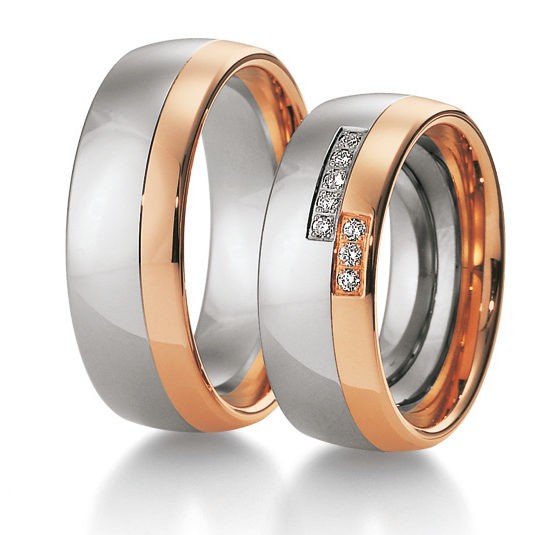 Alliances or blanc et rose